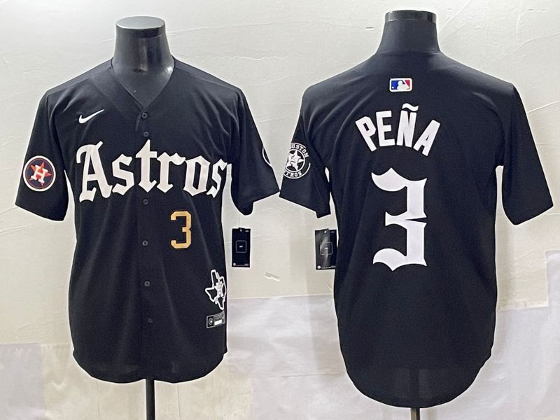 Men 2025 Houston Astros #3 Pena Black Five generations Joint Name Nike MLB Jersey style 15->houston astros->MLB Jersey